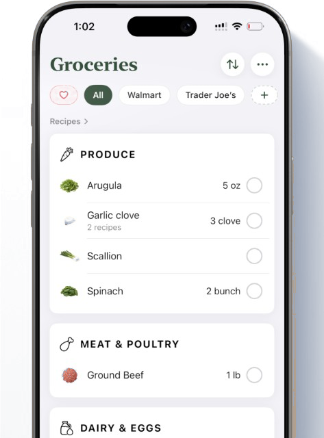 KitchUp smart grocery list — shop from 2,000 grocers worldwide