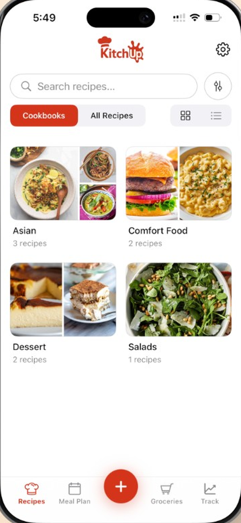 KitchUp cookbook library on iPhone